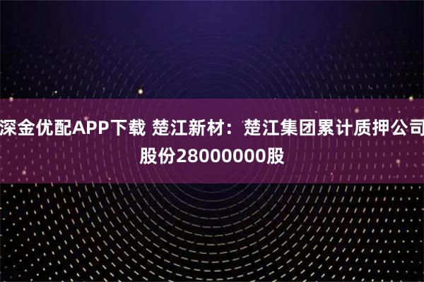 深金优配APP下载 楚江新材：楚江集团累计质押公司股份28000000股